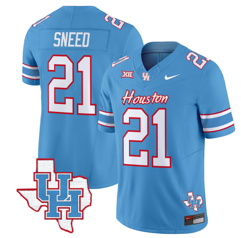 Stacy Sneed Jersey #21 Houston Cougars Oilers Inspired Vapor College Football Limited Stitched Blue