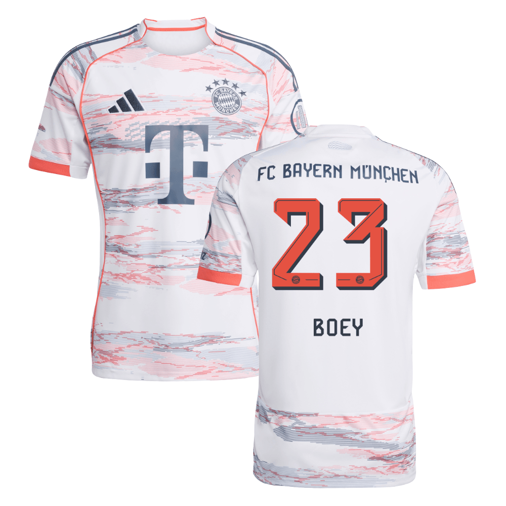 Sacha Boey #23 Bayern Munich 2025-26 Away Men Jersey – White