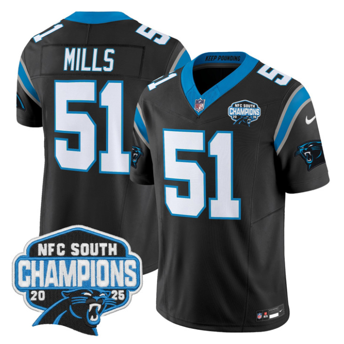 Sam Mills Jersey #51 NFC South Division Champions 2025 Vapor Stitched Black