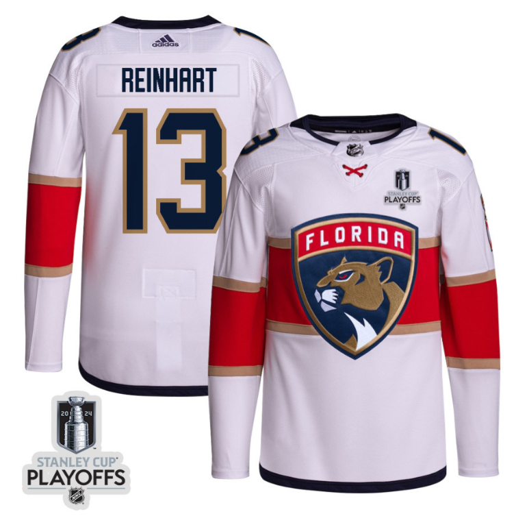 Sam Reinhart 13 Florida Panthers 2024 NHL Playoffs Patch Away Jersey Customized - Men, White