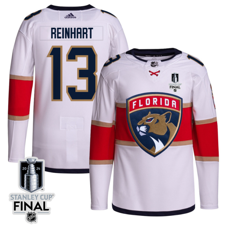 Sam Reinhart 13 Florida Panthers 2024 STANLEY CUP Final Away Breakaway Jersey Men, White