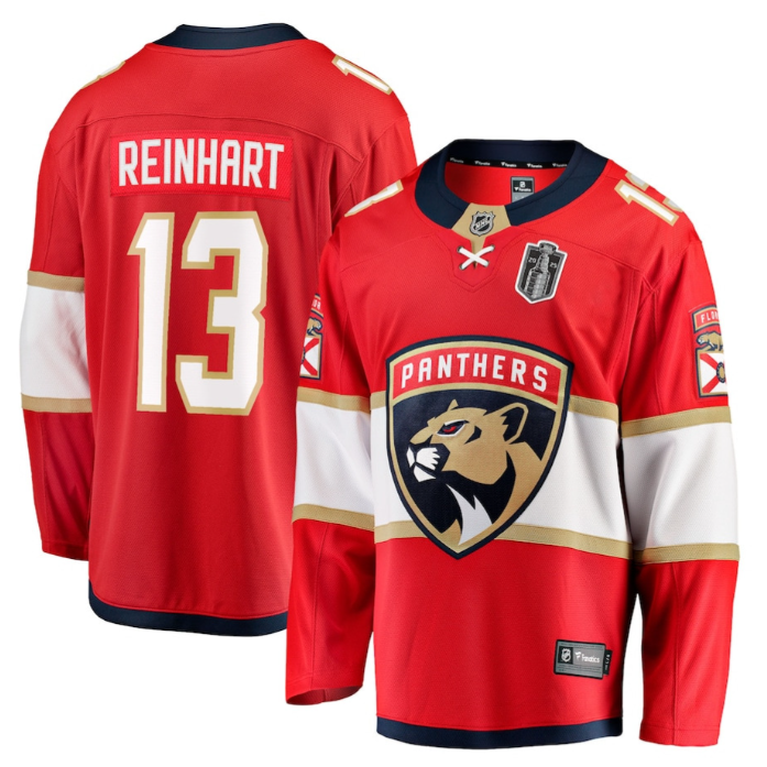 Sam Reinhart 13 Florida Panthers 2025 Stanley Cup Final Home Breakaway Men Jersey Red