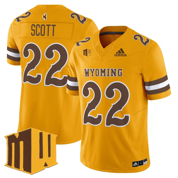 Sam Scott Jersey #22 Wyoming Cowboys 2025 Vapor Limited Stitched Gold