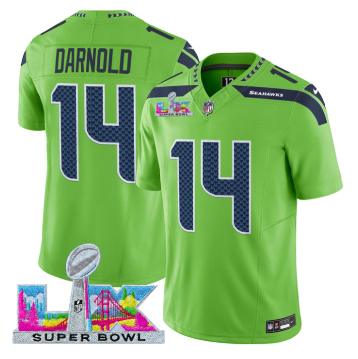 Sam Darnold Jersey #14 Seahawks Super Bowl LX Vapor Limited Stitched