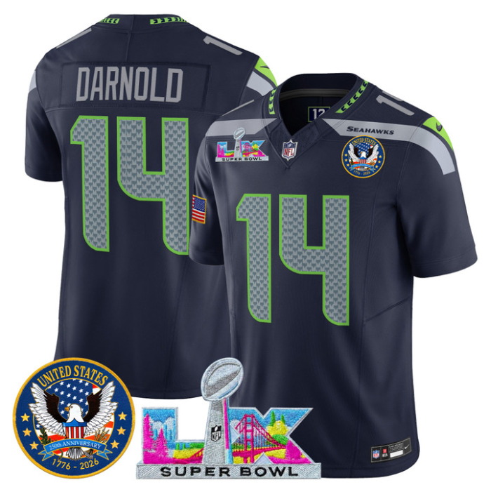 Sam Darnold Jersey #14 Super Bowl LX United States 250th Patch Stitched