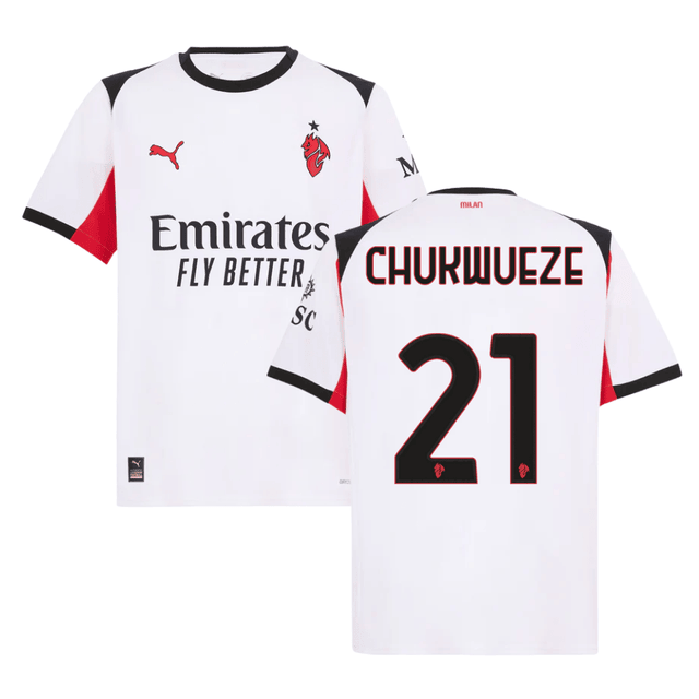 Samuel Chukwueze 21 AC Milan 2025-26 Away Men Jersey – White