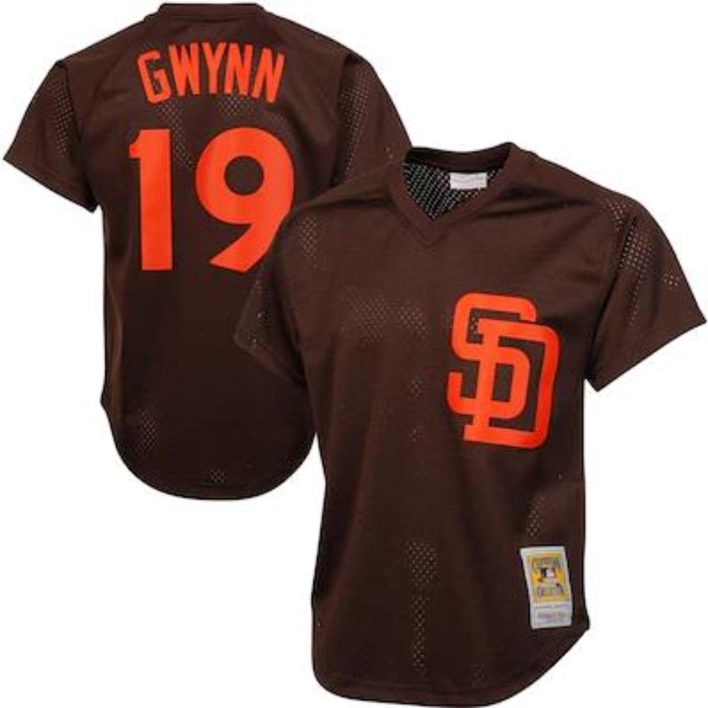San Diego Padres Tony Gwynn Brown Throwback Mesh Pullover Jersey