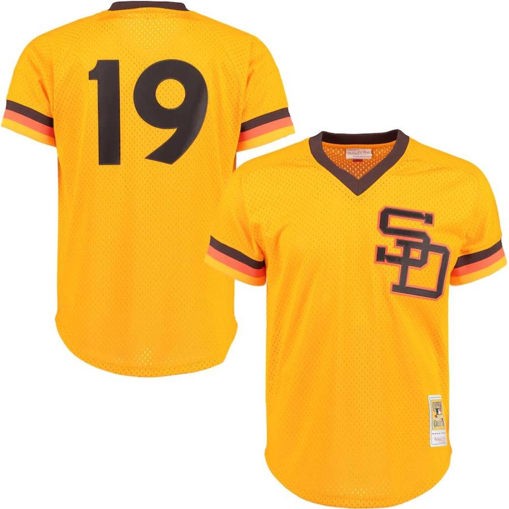 San Diego Padres Tony Gwynn Yellow 1982 Throwback Mesh Pullover Jersey