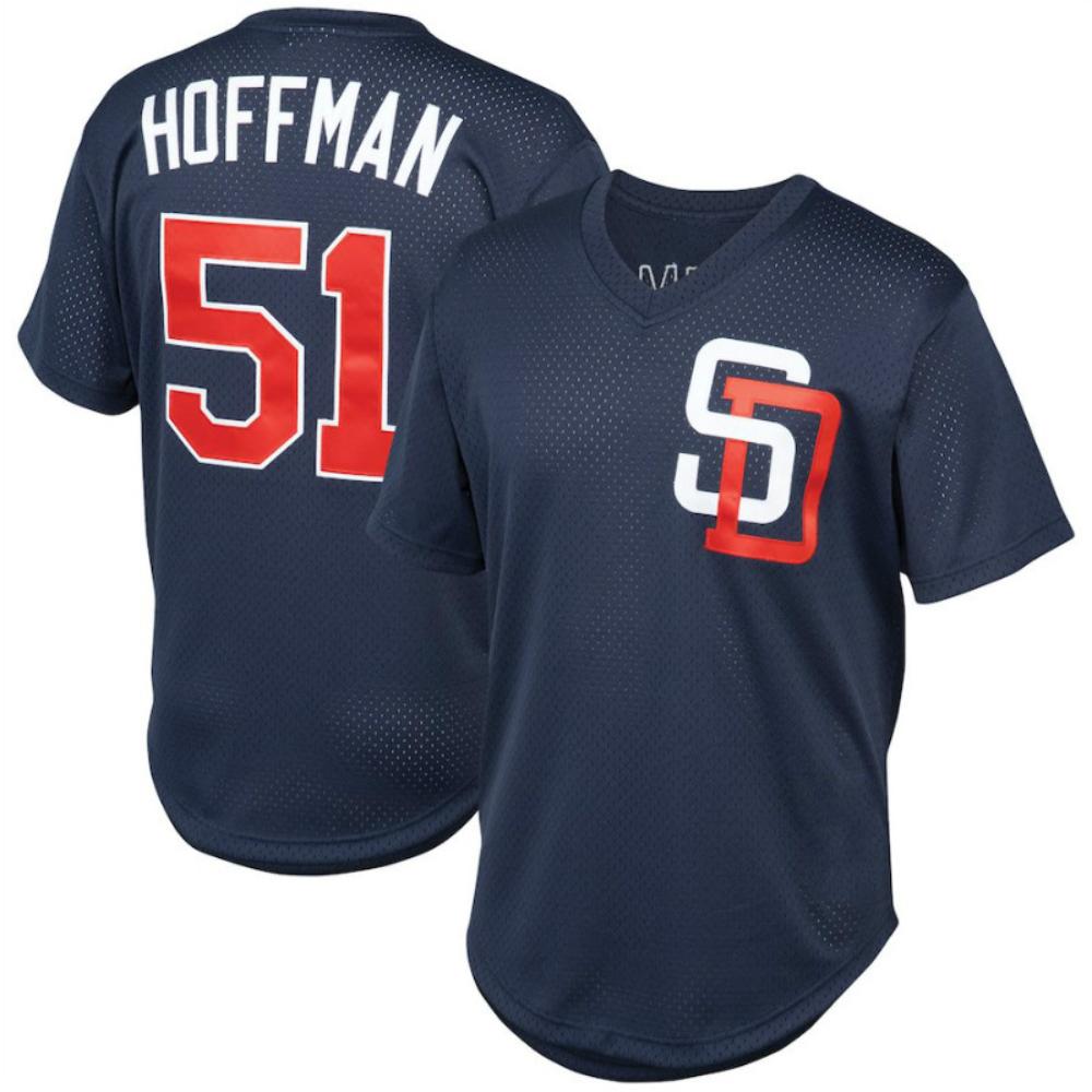 San Diego Padres Trevor Hoffman Navy Throwback Mesh Pullover Jersey