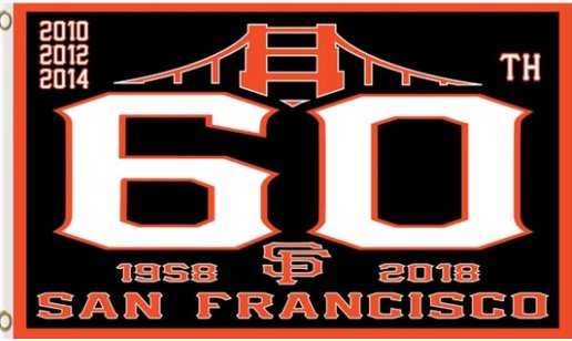 San Francisco Giants 60th Anniversary Flag 3X5Ft Banner USA Polyester with Brass Grommets