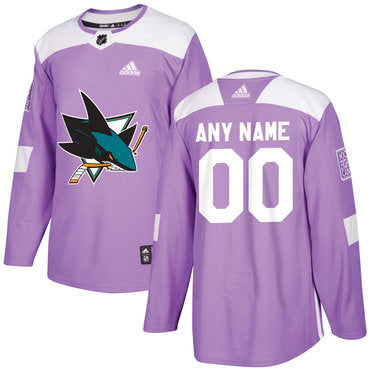 San Jose Sharks Purple Pink Custom Hockey Fights Cancer Practice Jersey
