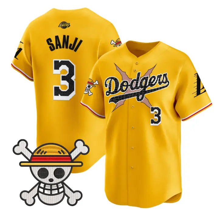 Sanji Jersey #3 Dodgers One Piece Mamba Premier Stitched