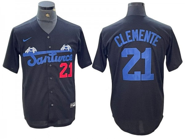 Santurce Crabbers #21 Roberto Clemente Gray Baseball Jersey