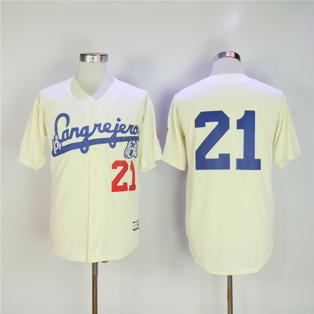 Santurce Crabbers #21 Roberto Clemente Movie Baseball Jersey Cream