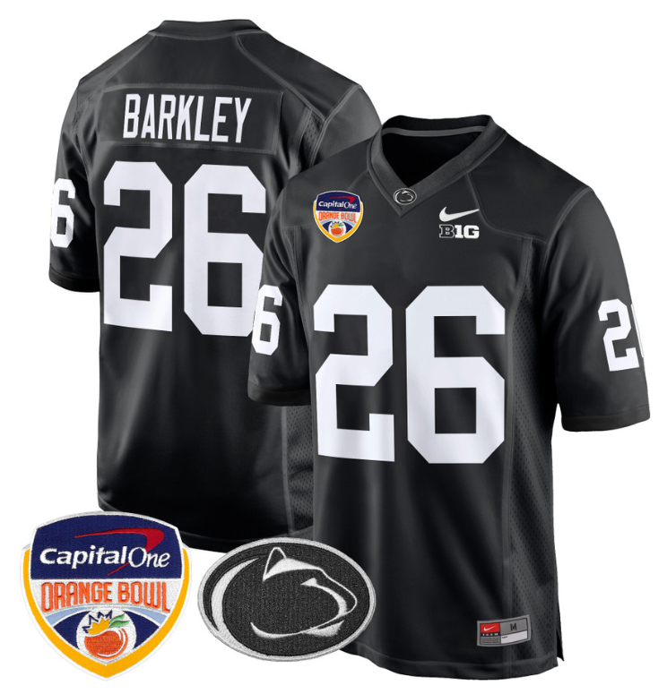 Saquon Barkley Jersey #26 Custom Penn State Orange Bowl Patch Black