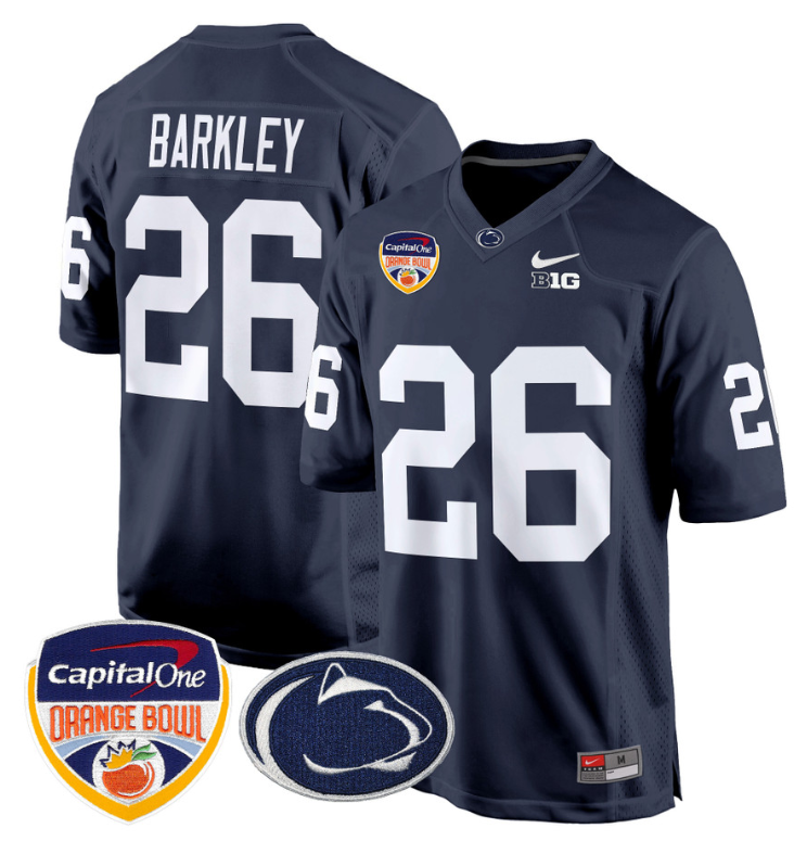 Saquon Barkley Jersey #26 Custom Penn State Orange Bowl Patch Navy