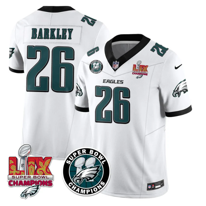 Saquon Barkley Jersey #26 Super Bowl LIX Champions All Stitched White