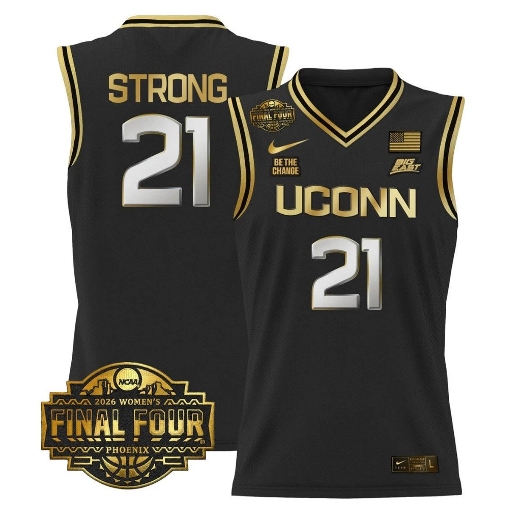 Sarah Strong Jersey #21 UConn Huskies 2026 Final Four Stitched Black Gold