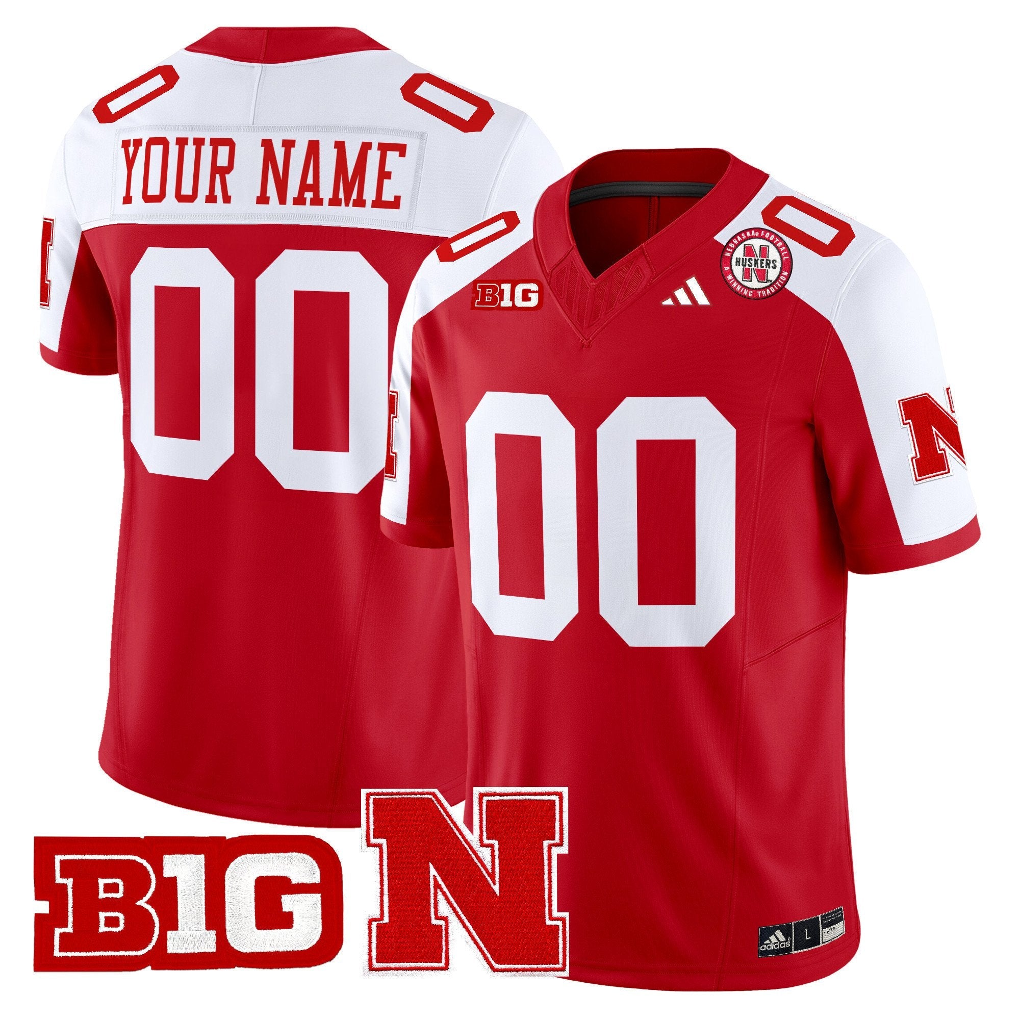 Custom Nebraska Cornhuskers Jersey Name, Number 2025 Stitched Scarlet Alternate