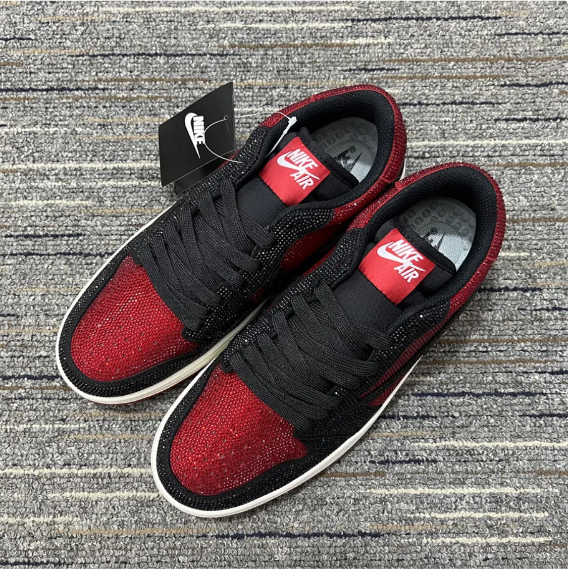 Air Jordan 1 Low Bred Crystal Sneakers