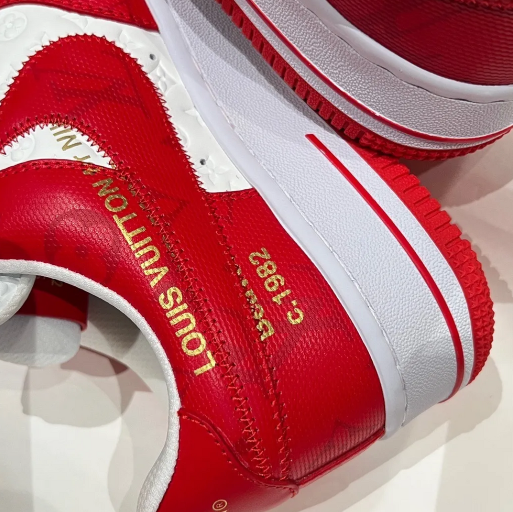 LV x Air Force 1 Virgil Abloh White Red Shoes Sneakers
