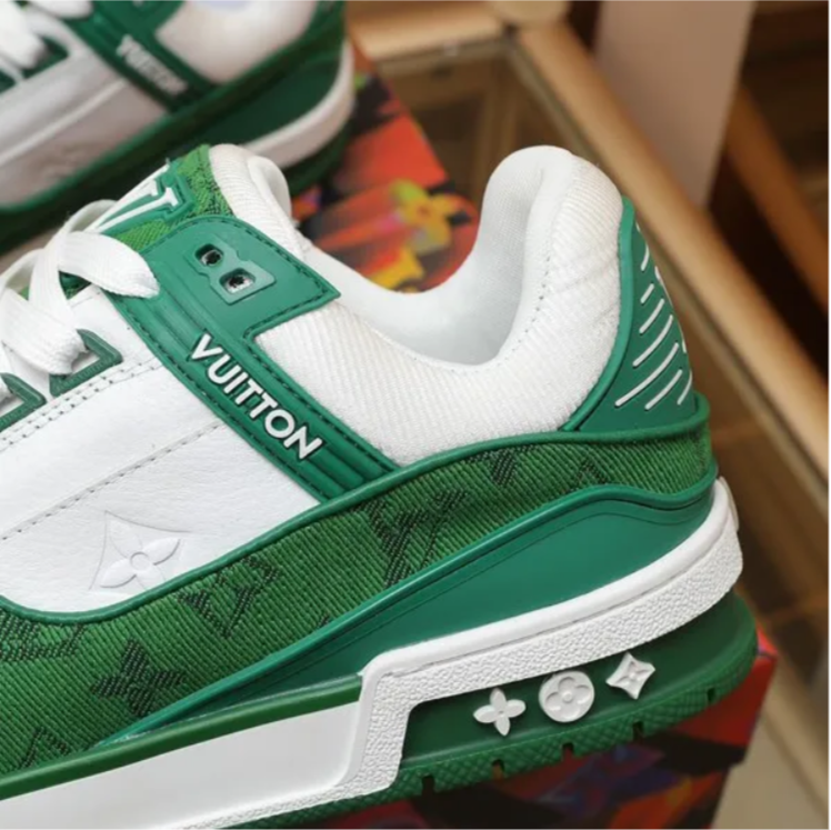 LV Trainer Denim Monogram Green Shoes Sneakers