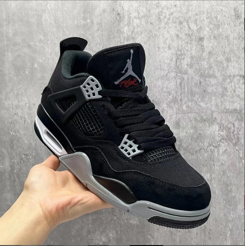 Air Jordan 4 Retro Black Canvas Shoes Sneakers