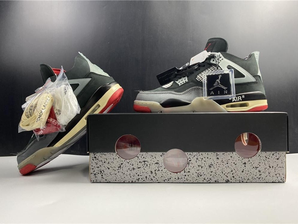 OFF-WHITE  x Air Jordan 4 Bred Shoes Sneakers
