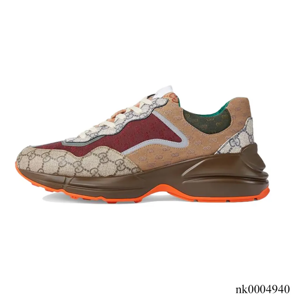 GG Rhyton Canvas ‘Beige Brick Red’ Shoes Sneakers