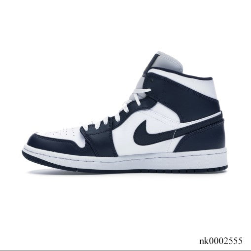 Air Jordan 1 Mid White Metallic Gold Obsidian Shoes Sneakers