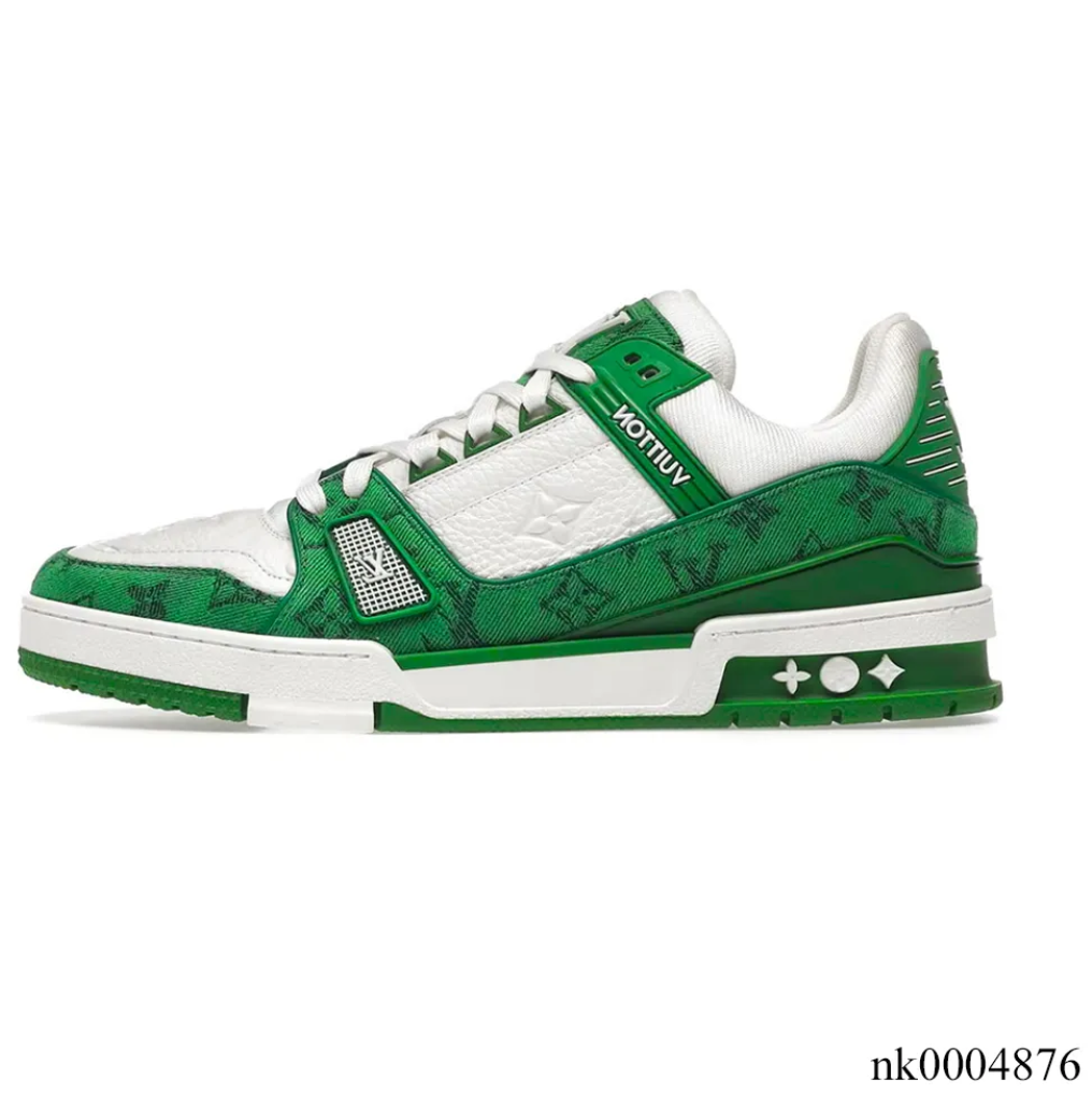LV Trainer Denim Monogram Green Shoes Sneakers
