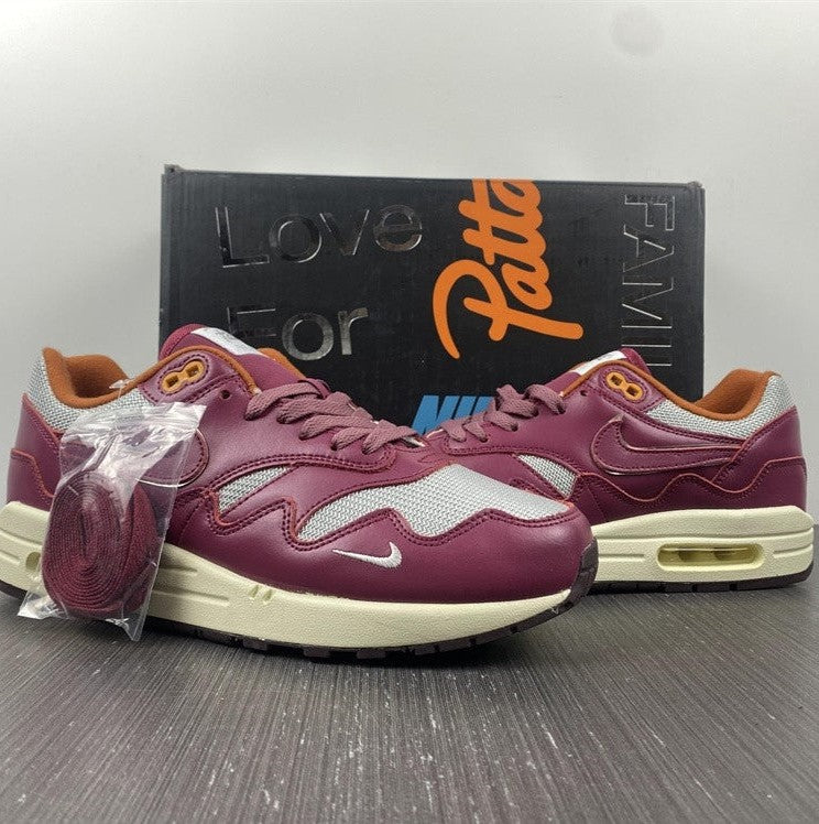 Patta x Air Max 1 Rush Maroon Shoes Sneakers