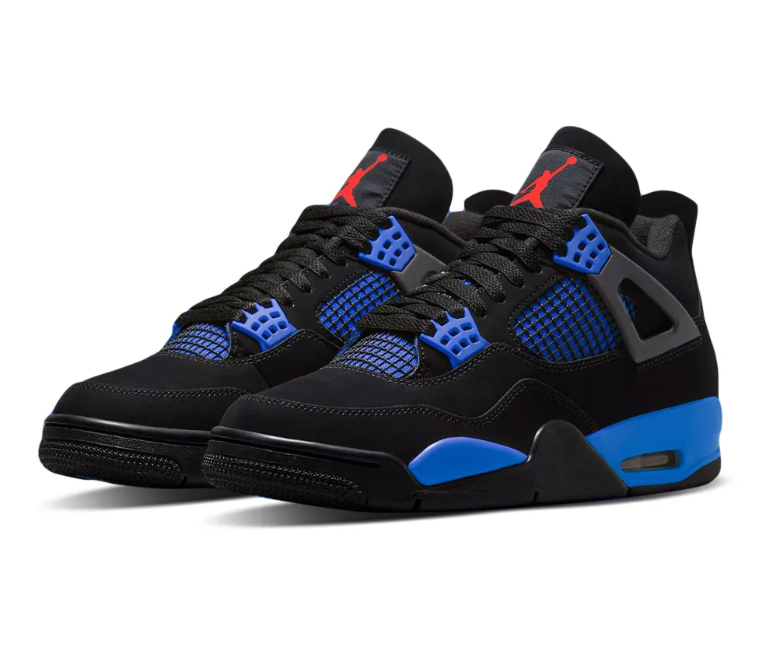 Air Jordan 4 Retro Black Deep Royal Blue Shoes Sneakers