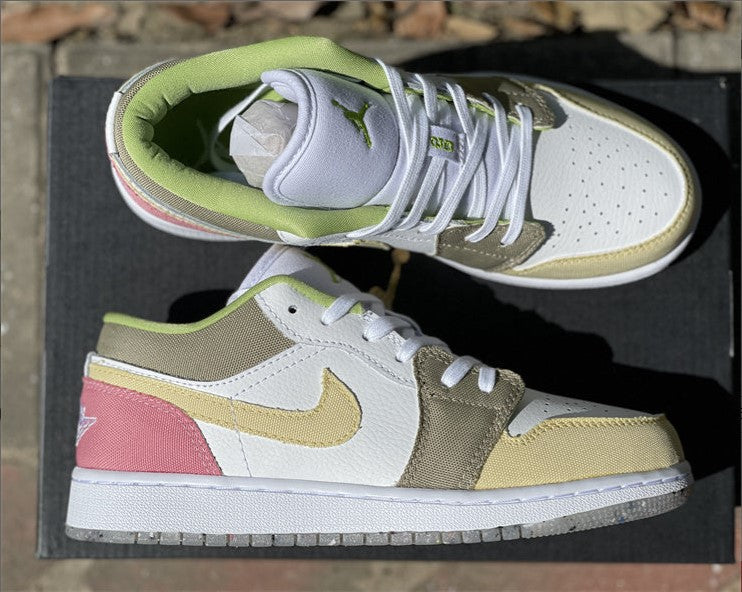 Air Jordan 1 Low Pastel Grind Vivid Green Shoes Sneakers