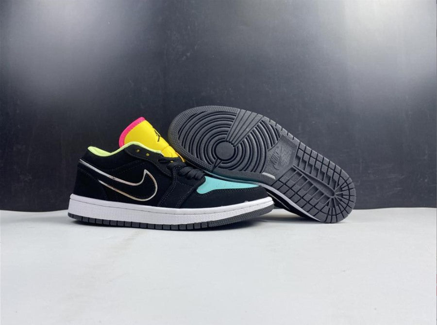 Air Jordan 1 Low Black Aurora Green Laser Orange Shoes Sneakers