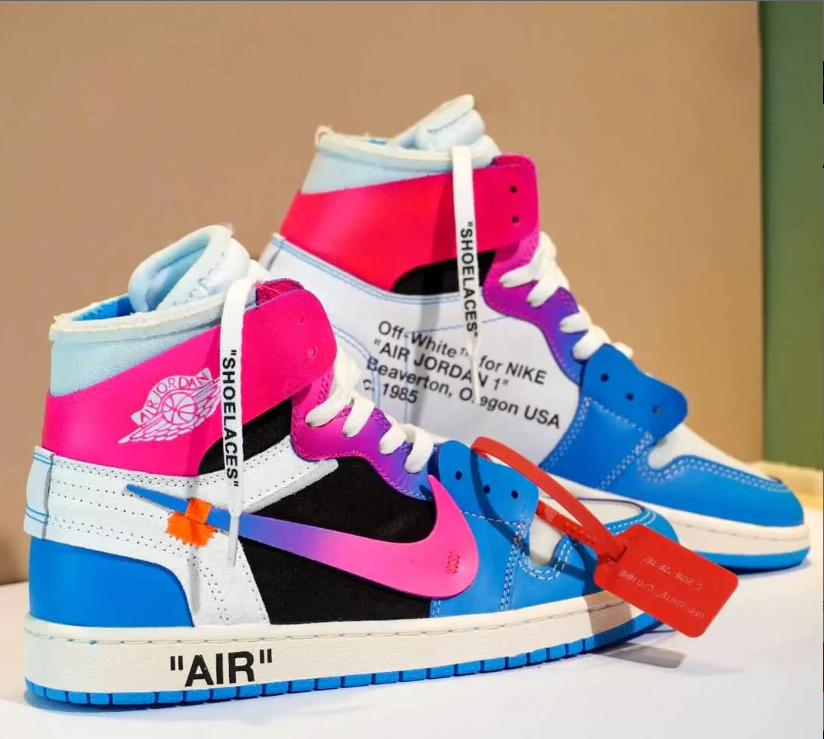 OFF-WHITE x Air Jordan 1 High Miami Vice Custom Shoes Sneakers