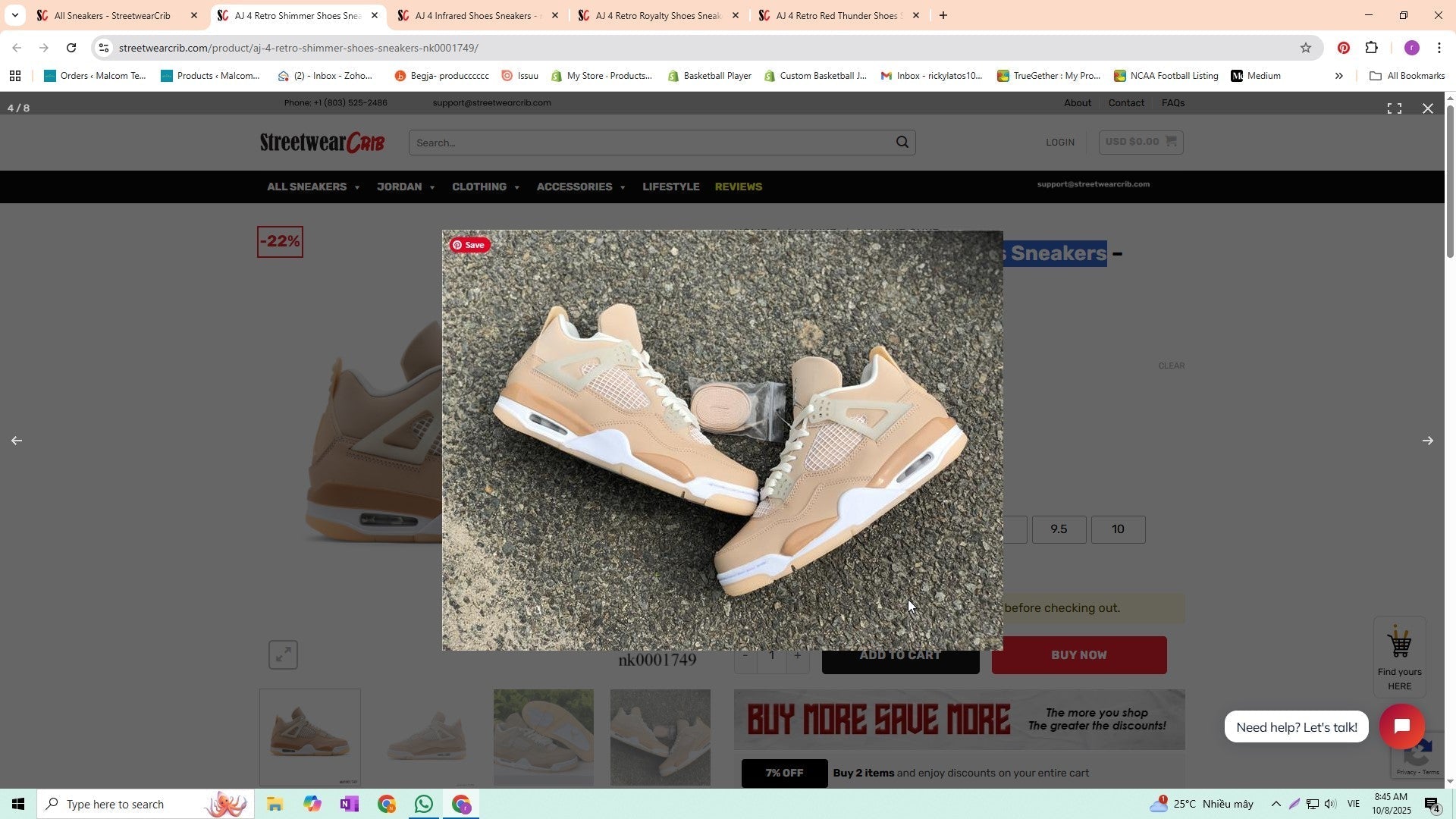 Air Jordan 4 Retro Shimmer Shoes Sneakers
