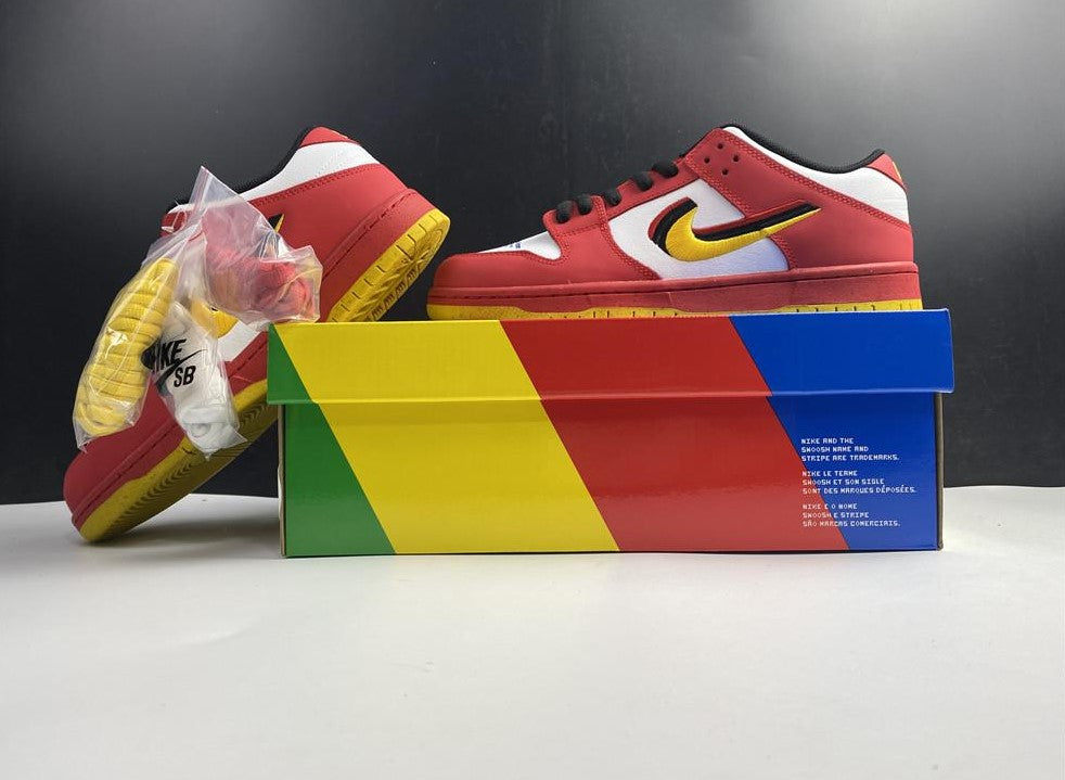 SB Dunk Low White Red Yellow Shoes Sneakers