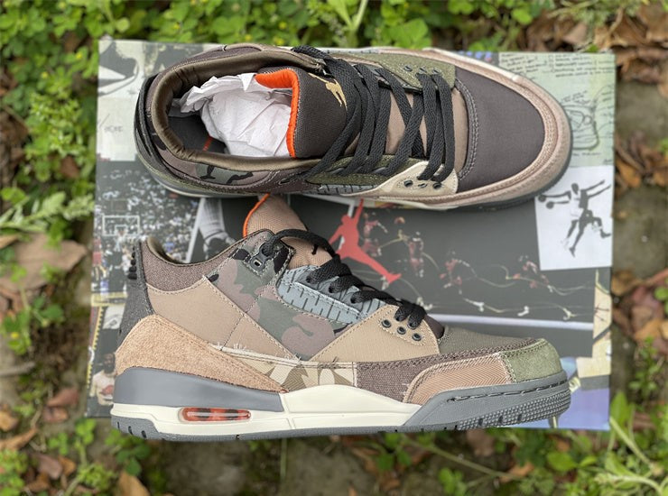 Air Jordan 3 Retro Patchwork Camo Shoes Sneakers
