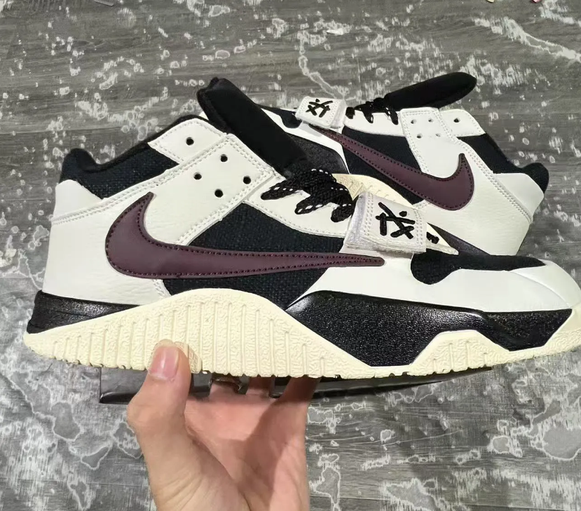 Travis Scott x Jumpman Jack Black White Burgundy Shoes Sneakers