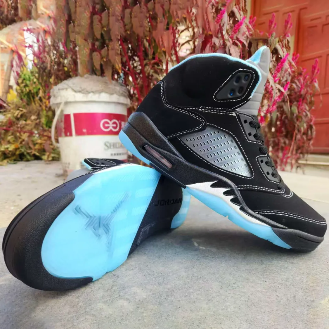 Air Jordan 5 Black University Blue Shoes Sneakers