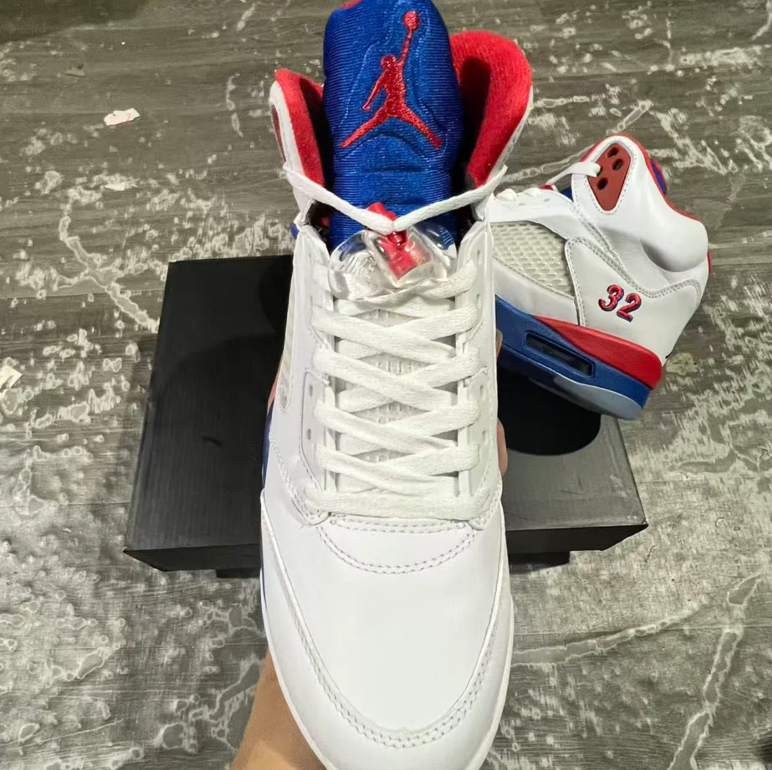 Air Jordan 5 White Blue Red Shoes Sneaker