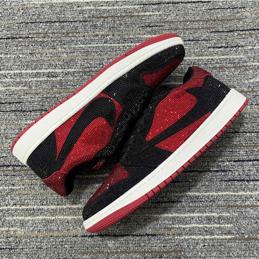 Air Jordan 1 Low Bred Crystal Sneakers