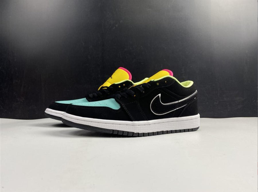 Air Jordan 1 Low Black Aurora Green Laser Orange Shoes Sneakers