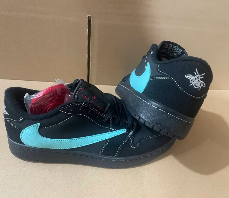 Travis Scott x AJ 1 Low Tiffany Black Phantom Shoes Sneakers