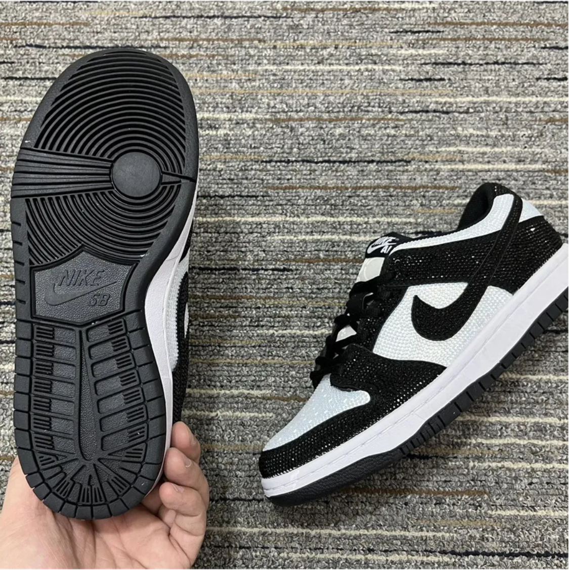 Air Jordan 1 Low Black White Crystal Shoes Sneakers