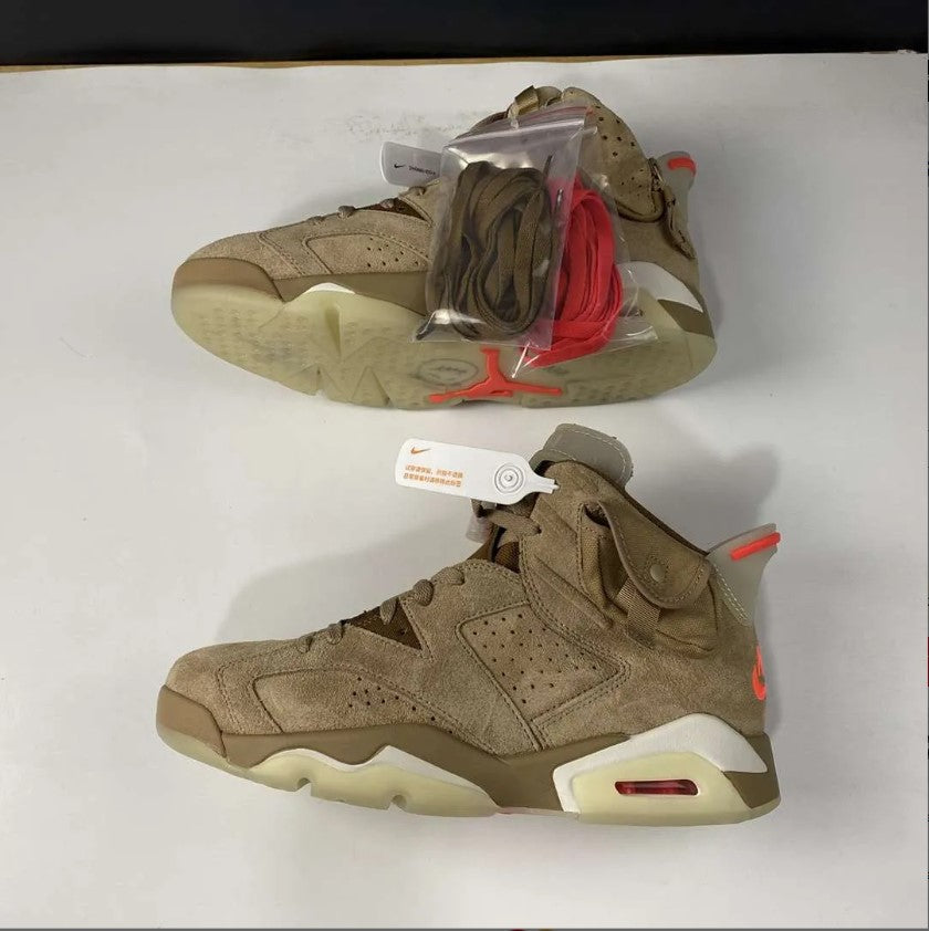 Travis Scott x AJ 6 British Khaki Shoes Sneakers