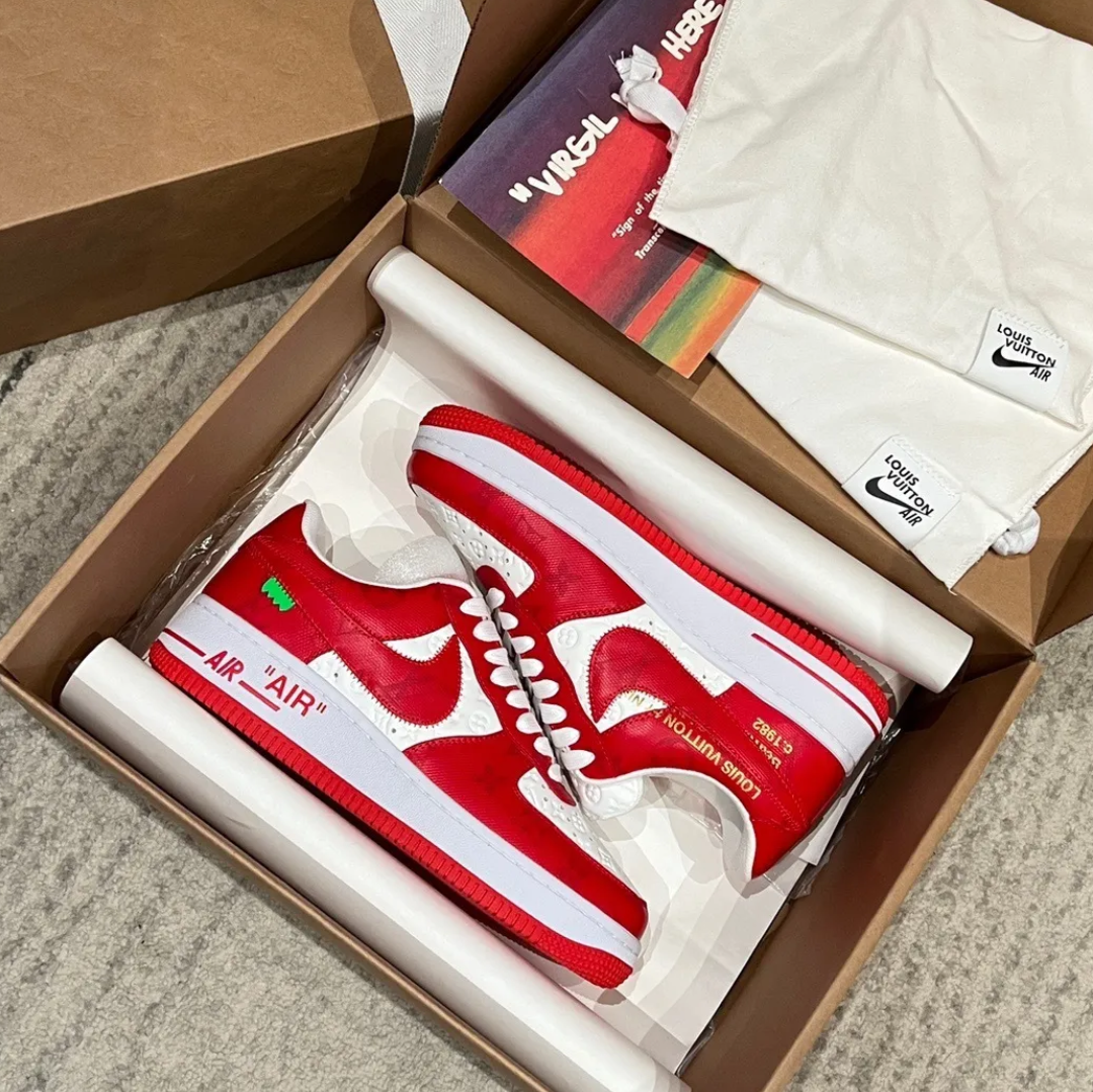 LV x Air Force 1 Virgil Abloh White Red Shoes Sneakers