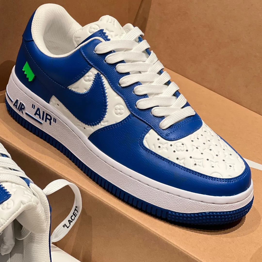 LV x Air Force 1 Virgil Abloh White Blue Shoes Sneakers