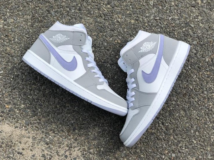Air Jordan 1 Mid Wolf Grey Aluminum Shoes Sneakers